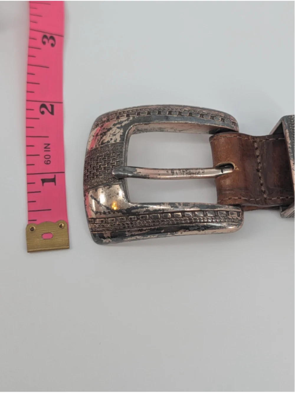 Vintage 1993 Onyx Brighton Brown Croc Embossed Leather Western Belt 36